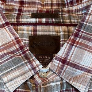 St. John's Bay Men's Casual Plaid Shirt - Red, Brown, and White